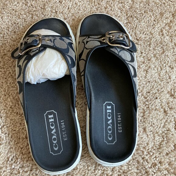 Coach Buckle Sandals Size 7.5 M Summer Beach Vacation Box Included - Picture 2 of 7